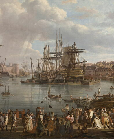 Vue de l'intérieur du port de Brest, prise de l'ancienne cale de l'Intendance, en 1795, image 4/6