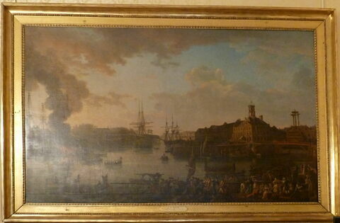 Vue de l'intérieur du port de Brest, prise de la cale couverte en regardant le château, 1795