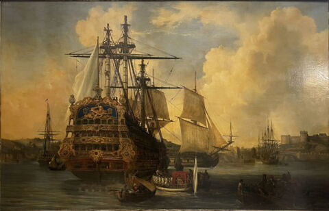 Rade de Brest en 1698. Le vaisseau le Foudroyant de 110 canons