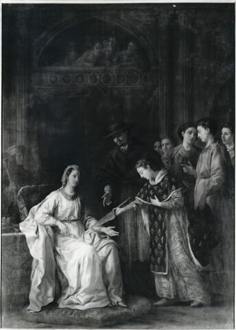 Saint Louis, à son avènement à la couronne, remet à la Reine Blanche de Castille, sa mère, la Régence du Royaume, image 3/3