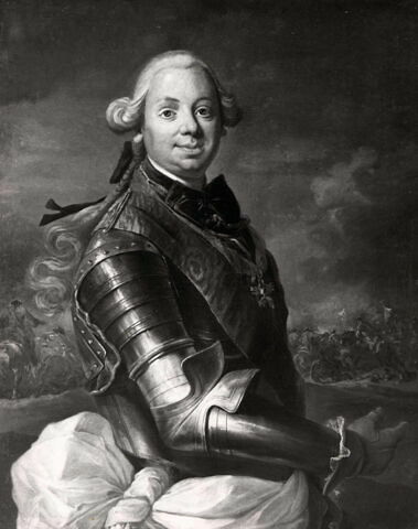 Portrait en buste d'Étienne-François, duc de Choiseul, marquis de Stainville, en costume de guerre, sur fond de bataille, image 1/1