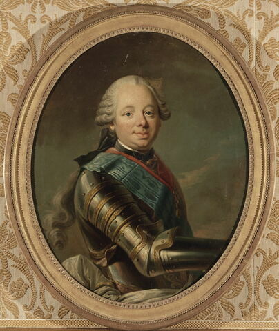 Portrait du Duc de Choiseul, ministre de l'État - Buste de grandeur nature, en armure, cordon bleu.