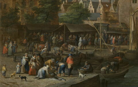 Marché aux poissons dans une ville portuaire ; ou Le Marché aux poissons d'Anvers, image 3/4