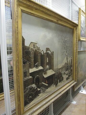 Paysage. Effet de neige, dit aussi Ruines d'une église gothique avec un pont dans le lointain, couverts de neige, image 3/3