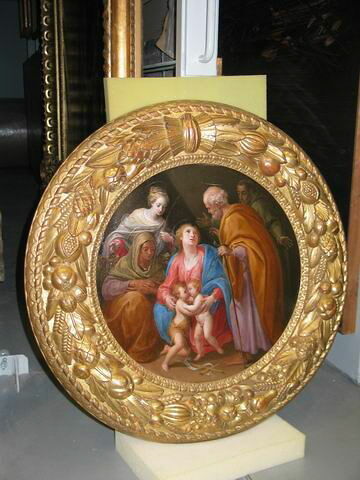 Sainte Famille avec saint Jean Baptiste enfant, sainte Élisabeth, une sainte et saint François