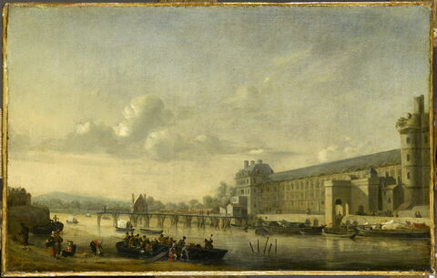 Vue de la Seine avec la façade sud de la Grande Galerie du Louvre à Paris, 1660