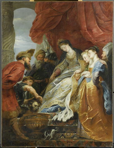 Thomyris reine des Scythes fait plonger la tête du roi perse Cyrus dans un vase rempli de sang, pour venger son fils