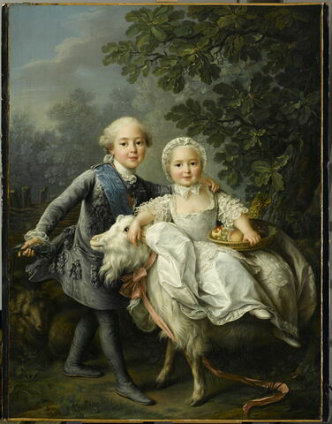 Charles-Philippe de France, comte d'Artois, futur Charles X (1757-1836), et sa soeur Madame Clotilde, future reine de Sardaigne ( 1759-1802).