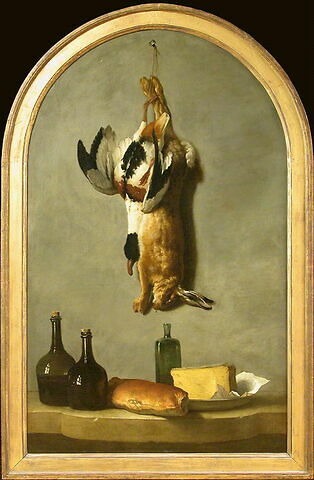 Nature morte (lièvre, canard, bouteilles, pain et fromage), image 2/3