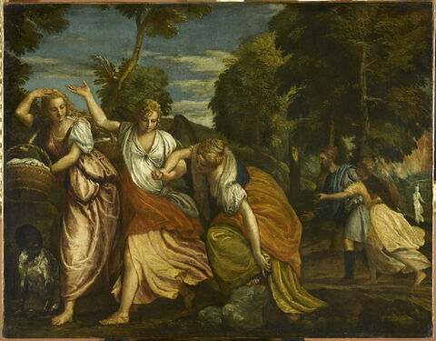 Loth et ses filles fuyant Sodome sous la conduite de deux anges