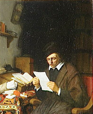 Homme lisant une lettre dans son cabinet, dit aussi Un notaire dans son étude ou Un procureur, image 3/3