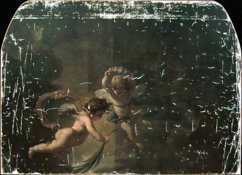 Deux angelots tenant une palme et une couronne de fleurs, image 2/2