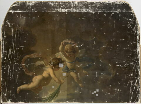 Deux angelots tenant une palme et une couronne de fleurs, image 1/2