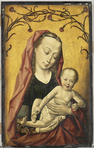 La Vierge à l'Enfant sous une guirlande d'oeillets