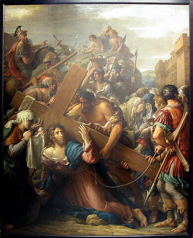 Jésus Christ conduit au calvaire tombé sous le poids de la croix, image 2/3