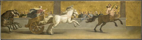 Le centaure Chiron enseigne la course de chars à Achille