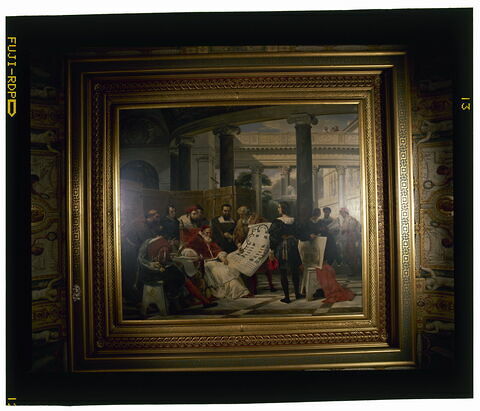 Jules II ordonnant les travaux du Vatican et de Saint-Pierre à Bramante, Michel-Ange et Raphaël, image 3/4