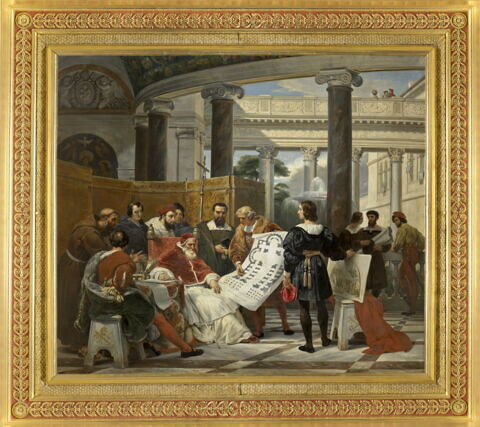 Jules II ordonnant les travaux du Vatican et de Saint-Pierre à Bramante, Michel-Ange et Raphaël, image 5/7