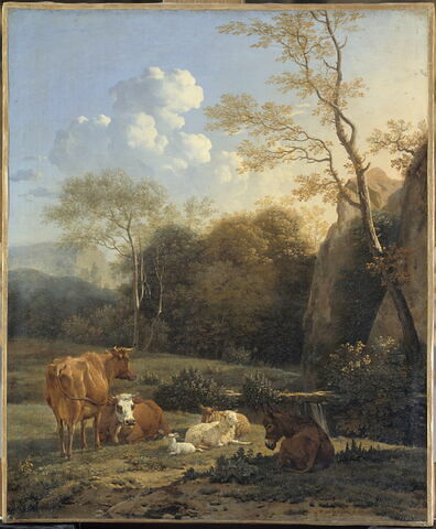 Le Bocage. Vaches, âne, et moutons près d'un ruisseau, image 4/4