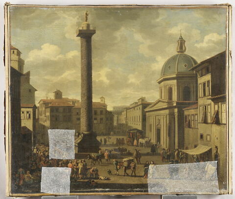 Vue de la place Colonna à Rome avec la Colonne Trajane et de l'église Sainte-Marie-de-Lorette à Rome, image 2/4