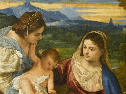 La Vierge à l'Enfant avec sainte Catherine d'Alexandrie et un berger,  dit La Vierge au lapin, image 11/16