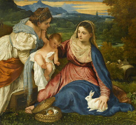 La Vierge à l'Enfant avec sainte Catherine d'Alexandrie et un berger,  dit La Vierge au lapin, image 2/16