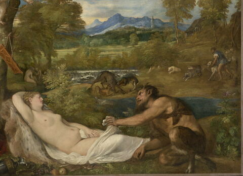 Vecelli Jupiter et Antiope *26280 cpa Musée du Louvre 