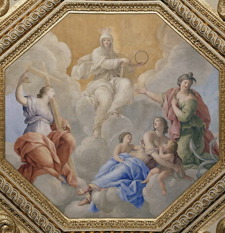 Plafond : Salle des Antonins - au centre de la voûte: la Religion et les Vertus théologales