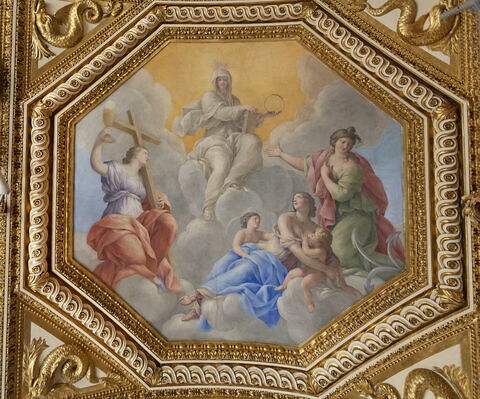 Plafond : Salle des Antonins - au centre de la voûte: la Religion et les Vertus théologales