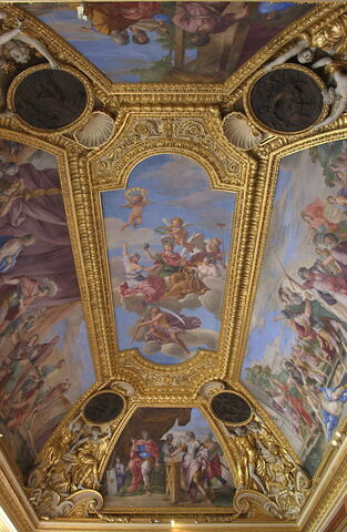 Plafond : Salle de Septime Sévère - au centre de la voûte: la Poésie et l'Histoire célébrant les exploits de Rome, image 3/3