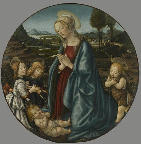 La Vierge adorant l'Enfant avec le petit saint Jean Baptiste et deux anges