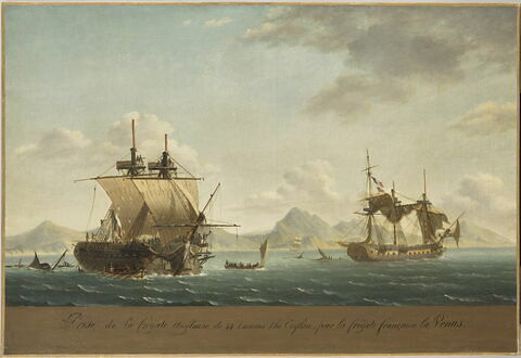 Prise de la frégate anglaise The Ceylon par la frégate française La Vénus, le 17 septembre 1810, au large de l'Ile de France (Ile Maurice)