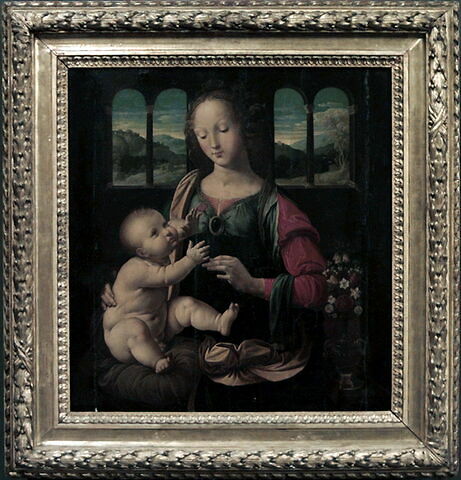 La Vierge et l'Enfant à l'oeillet (d'après Léonard de Vinci) avec, au fond, le motif de la citadelle de Dieu., image 4/4