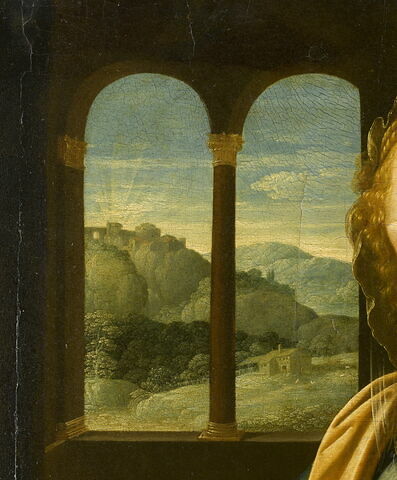 La Vierge et l'Enfant à l'oeillet (d'après Léonard de Vinci) avec, au fond, le motif de la citadelle de Dieu., image 2/4