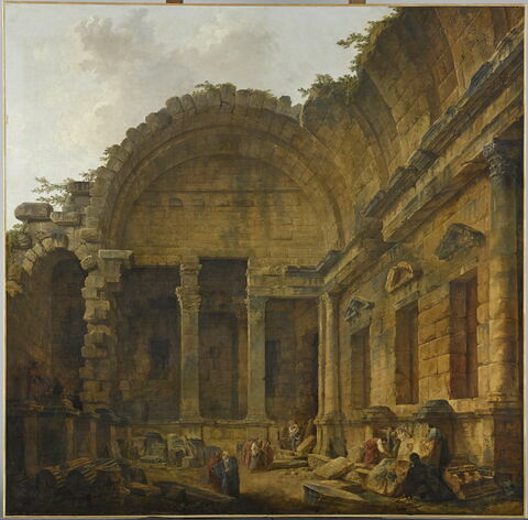Intérieur du Temple de Diane à Nîmes