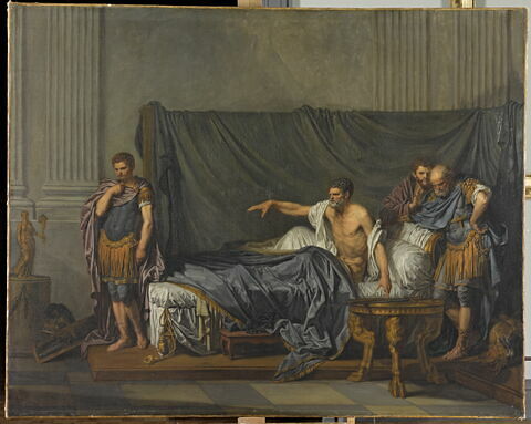 L'Empereur Sévère reproche à Caracalla, son fils, d'avoir voulu l'assassiner, dit aussi : Septime Sévère et Caracalla.