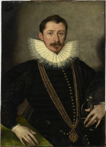 Portrait d'homme portant la médaille de l'empereur Rodolphe II (1552-1612)