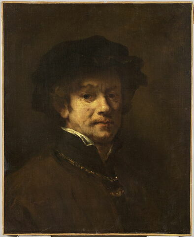 Rembrandt avec toque et chaîne d'or