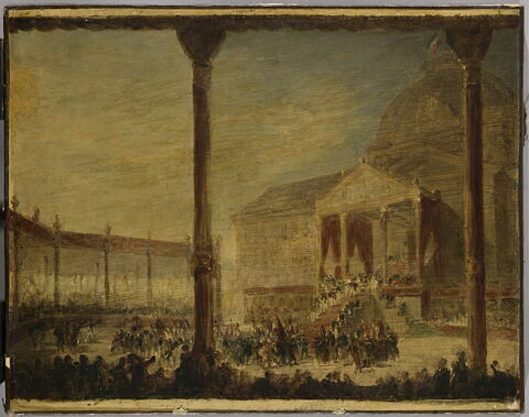 Assemblée du champ de mai, convoquée par Napoléon 1er au champ de Mars, à Paris, le 1er juin 1815. Esquisse.