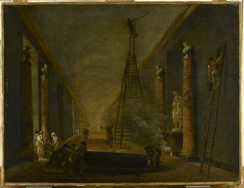 La Grande Galerie du Louvre en cours de restauration vers 1798-1799