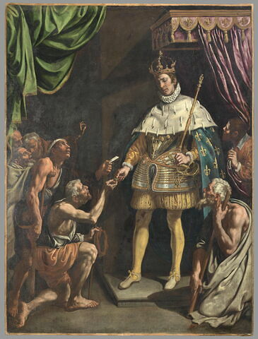 Saint Louis roi de France distribuant les aumônes