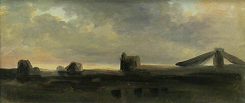 Ciel et toits, dit aussi Ruines dans une plaine au crépuscule, image 2/3