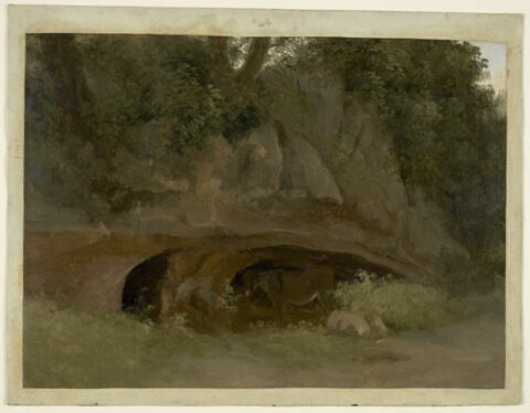 Rochers dans un sous-bois, dit aussi:Grotte dans une forêt, image 1/4