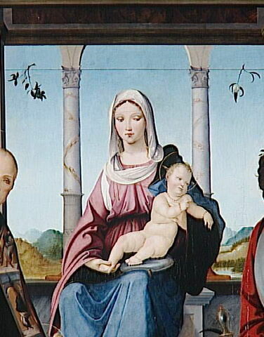 La Vierge et l'Enfant entourés de saint Benoit et saint Quentin et deux anges, image 9/12