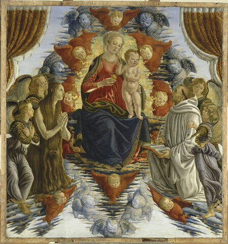 La Vierge et l'Enfant en gloire entourés de chérubins, de séraphins, de quatre anges, de sainte Marie-Madeleine et de saint Bernard de Clairvaux