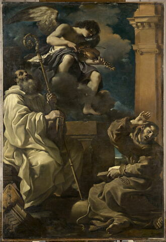 Saint François en extase et saint Benoît avec un ange musicien