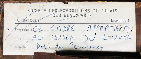 dos, verso, revers, arrière ; cadre ; détail étiquette © 2017 Musée du Louvre / Peintures