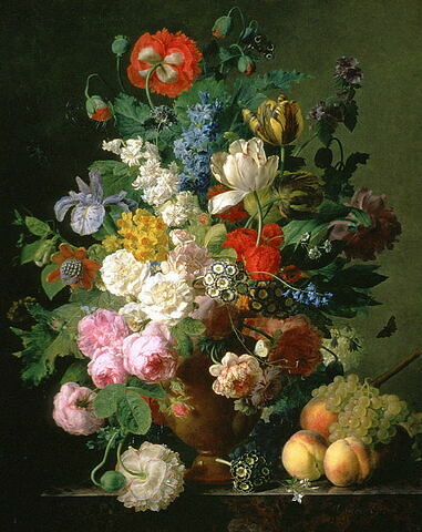 Vase de fleurs, raisins et pêches, image 2/3