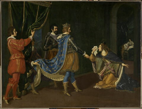 Isabelle d'Aragon implorant Charles VIII en faveur de son père, Alphonse, roi de Naples, et de son mari, au moment de la conquête du royaume de Naples par les Français en 1494, image 1/3