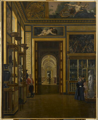 Vue de la salle des bijoux et de l'enfilade des salles du musée Charles X, au Louvre vers 1840., image 1/2